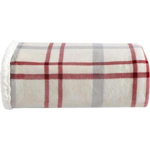 Eddie Bauer – Throw Blanket, Ultra-Soft & Reversible Plush Blanket, Oversized Bedding for Couch or Bed (Trailhead Plaid Red, 60″ x 70″)(New Castle Red)