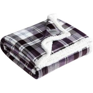 Eddie Bauer – Throw Blanket, Ultra-Soft & Reversible Plush Blanket, Oversized Bedding for Couch or Bed (Trailhead Plaid Red, 60″ x 70″)(Trailhead Plaid Purple)