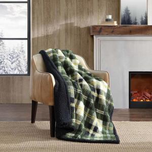 Eddie Bauer – Throw Blanket, Ultra-Soft & Reversible Plush Blanket, Oversized Bedding for Couch or Bed (Trailhead Plaid Red, 60″ x 70″)(Trailhead Plaid Green)