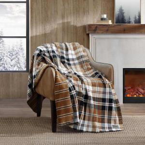 Eddie Bauer – Throw Blanket, Ultra-Soft & Reversible Plush Blanket, Oversized Bedding for Couch or Bed (Trailhead Plaid Red, 60″ x 70″)(Trailhead Plaid Beige)
