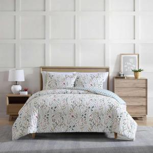 Eddie Bauer – Twin Comforter Set, Reversible Cotton Bedding with Matching Sham, Floral Print with Plaid Reverse, Medium-Weight, Dorm Essentials (Woodland Forest Grey)(Woodland Forest White)