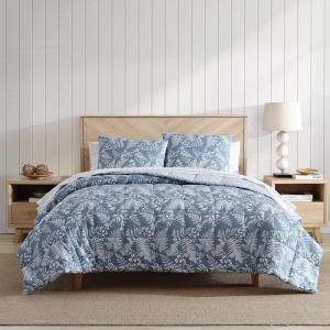 Eddie Bauer – Twin Comforter Set, Soft Reversible Bedding with Matching Sham, Wildflower Inspired Luxurious Bedding Set with Stripe Reverse (Fern Garden Blue, Twin)(Fern Garden Blue)