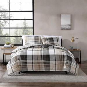 Eddie Bauer – Twin Duvet Cover Set, Cotton Reversible Bedding, Buffalo Plaid Home Decor for All Seasons (Black Check, Twin)(Normandy Plaid Black)