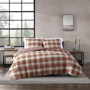 Eddie Bauer – Twin Duvet Cover Set, Cotton Reversible Bedding, Buffalo Plaid Home Decor for All Seasons (Black Check, Twin)(Red)