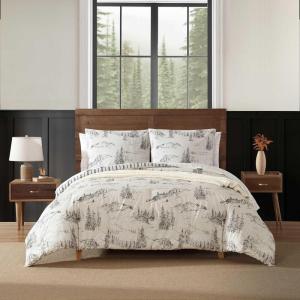 Eddie Bauer – Twin Duvet Cover Set, Super Soft Bedding with Matching Sham(s), Bedding Set, Oeko-Tex Certified (Rocky Mountain Cabin Grey, Twin)(Rocky Mountain Cabin Grey)