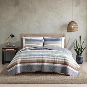 Eddie Bauer – Twin Quilt Set, Reversible Bedding with Matching Sham, Lightweight Home Decor for All Seasons (Hidden Lake Blue, Twin)(Salmon Ladder Multi)