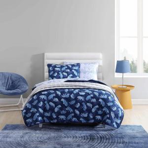 Eddie Bauer – Twin Quilt Set, Reversible Cotton Bedding with Matching Sham, Lightweight Home Decor for All Seasons (Eastmont Navy, Twin)(Camp Camo Navy)