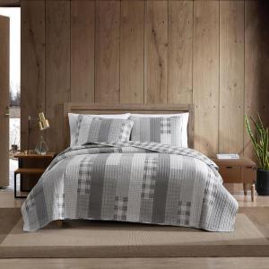 Eddie Bauer – Twin Quilt Set, Reversible Cotton Bedding with Matching Sham, Lightweight Home Decor for All Seasons (Eastmont Navy, Twin)(Fairview Grey)