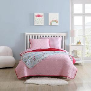 Eddie Bauer – Twin Quilt Set, Reversible Cotton Bedding with Matching Sham, Lightweight Home Decor for All Seasons (Eastmont Navy, Twin)(Garden Pink)