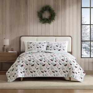 Eddie Bauer – Twin Quilt Set, Super Soft Bedding with Matching Shams, Rounded Corners, Diamond Corner Stitch (Mountain Moose Grey, Twin)(Mountain Moose Grey)