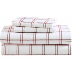 Eddie Bauer – Twin Sheets, Cotton Flannel Bedding Set, Brushed For Extra Softness, Cozy Home Decor (Montlake Plaid, Twin)(Westridge Plaid Orange)