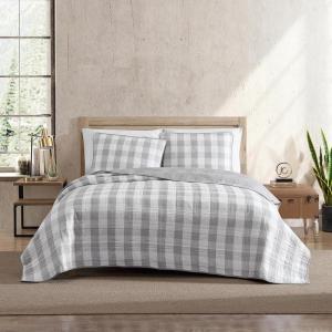 Eddie Bauer Home | Lake House Collection | Bedding Set – 100% Cotton Light-Weight Quilt Bedspread, Pre-Washed for Extra Comfort, Twin, Blue(Lakehouse Plaid Light Grey)