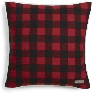 Eddie Bauer Home Throw Pillow with Zipper Closure, Perfect Luxurious Bedding Set for Bed or Sofa, 16″ x 20″, Bear Twill Black(Cabin Plaid Red)