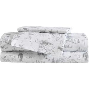 Eddie Bauer Kids – Twin Sheets, Stain-Resistant Toddler Bedding with Matching Sham(s), Super Soft, Ideal Boy Room Essentials (Fish Lake White, Twin)(Big Foot Hiking White)