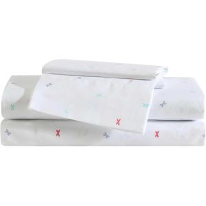 Eddie Bauer Kids – Twin Sheets, Stain-Resistant Toddler Bedding with Matching Sham(s), Super Soft, Ideal Boy Room Essentials (Fish Lake White, Twin)(Dragonflies Pink)