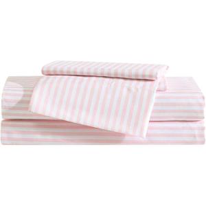 Eddie Bauer Kids – Twin Sheets, Stain-Resistant Toddler Bedding with Matching Sham(s), Super Soft, Ideal Boy Room Essentials (Fish Lake White, Twin)(Little Stripe Pink)