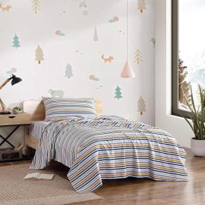 Eddie Bauer Kids – Twin Sheets, Stain-Resistant Toddler Bedding with Matching Sham(s), Super Soft, Ideal Boy Room Essentials (Fish Lake White, Twin)(Vivid Stripe Yellow/Navy)