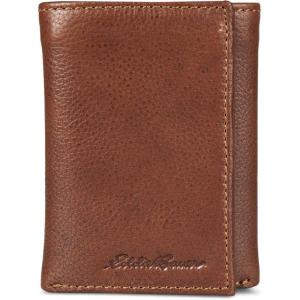 Eddie Bauer Men Signature Trifold Wallet(Leather Logo – Tan)