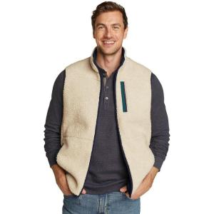 Eddie Bauer Men’s Chilali Faux Shearling Fleece Vest(Oyster)