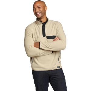 Eddie Bauer Men’s Chutes Long-Sleeve Snap Mock Neck Fleece(Ecru)