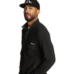 Eddie Bauer Men’s Chutes Long-Sleeve Snap Mock Neck Fleece(Onyx)