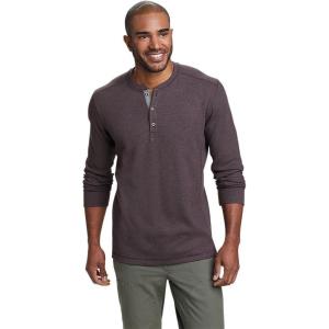 Eddie Bauer Men’s Classic Fit Favorite Long-Sleeve Thermal Henley Shirt(Aubergine)