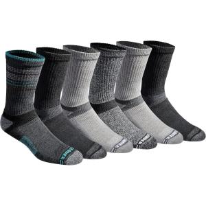 Eddie Bauer Men’s Dura Dri Moisture Control Crew Socks, 6 Or 12 Pairs(Fashion Black Assorted (6 Pairs))
