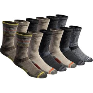 Eddie Bauer Men’s Dura Dri Moisture Control Crew Socks, 6 Or 12 Pairs(Olive Assorted (12 Pairs))