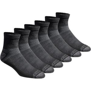 Eddie Bauer Men’s Dura Dri Moisture Control Quarter Socks Multipack(Black (6 Pairs))