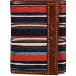 Eddie Bauer Men’s Fabric Trifold Wallet | Money Clip | RFID Protection | ID Window | Genuine Leather | EDC(Pioneer – Multi)