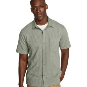 Eddie Bauer Mens Mt Ss Alderpine Seersucker Shirt(Sage)