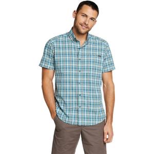 Eddie Bauer Men’s Pack It Seersucker Short-Sleeve Shirt(Celadon)