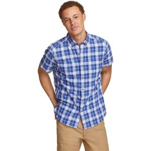 Eddie Bauer Men’s Pack It Seersucker Short-Sleeve Shirt(Peak Blue)