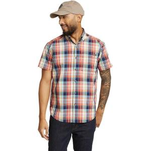 Eddie Bauer Men’s Pack It Seersucker Short-Sleeve Shirt(Red)