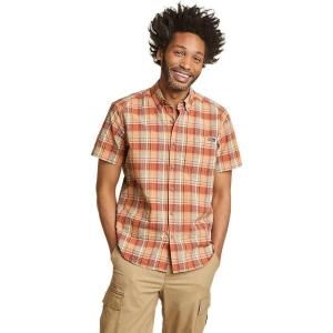 Eddie Bauer Men’s Pack It Seersucker Short-Sleeve Shirt(Tangelo)