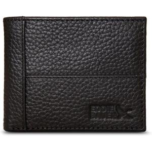 Eddie Bauer Men’s Rugged Leather Bifold Wallet | Money Clip | RFID Protection | ID Window | Genuine Leather | EDC(Rugged Leather – Black w/ Flip ID)