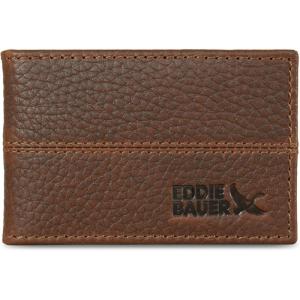 Eddie Bauer Men’s Rugged Leather Bifold Wallet | Money Clip | RFID Protection | ID Window | Genuine Leather | EDC(Rugged Leather – Tan w/ Money Clip)