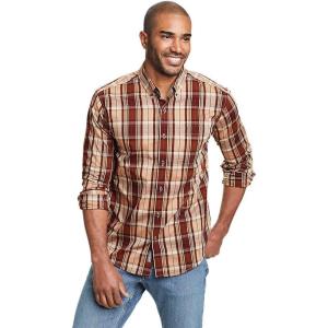 Eddie Bauer Men’s Voyager Flex Long-Sleeve Shirt(Burgundy)