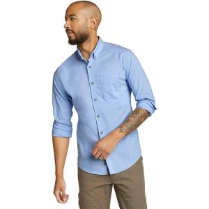 Eddie Bauer Men’s Voyager Flex Long-Sleeve Shirt(French Blue)