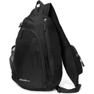 Eddie Bauer Ripstop 8L Shoulder Sling Pack with Padded Air-Mesh Adjustable Crossbody Strap for Right or Left Handed Fit – Black(Black)