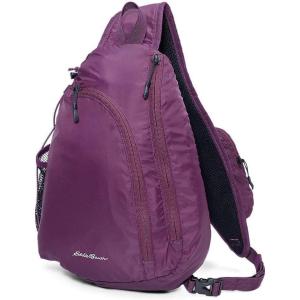 Eddie Bauer Ripstop 8L Shoulder Sling Pack with Padded Air-Mesh Adjustable Crossbody Strap for Right or Left Handed Fit – Black(Dk Plum)