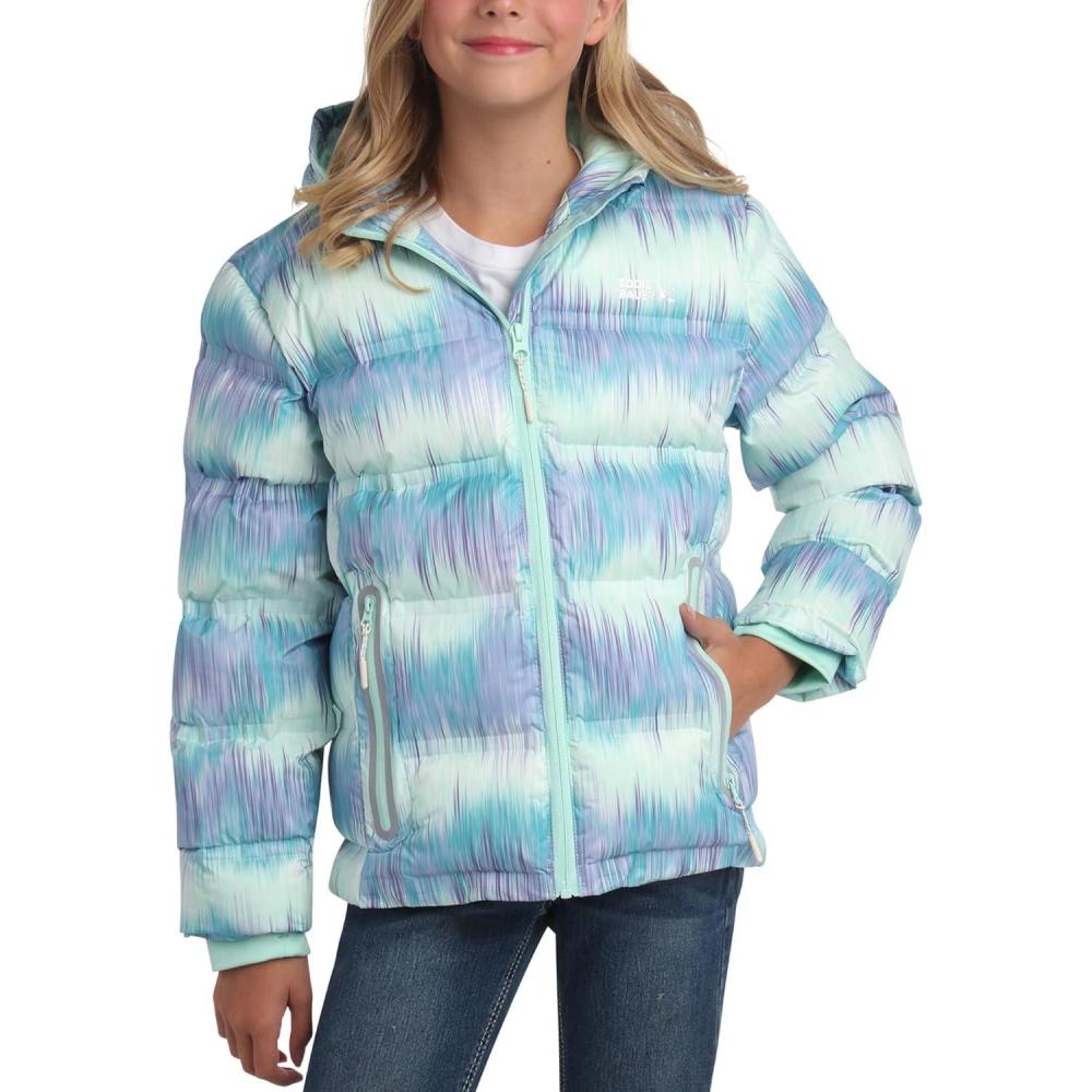 imageEddie Bauer Girls Winter Jacket  Heavyweight Quilted Down Jacket  Insulated Hooded Outerwear Coat for Girls 520Brook Green