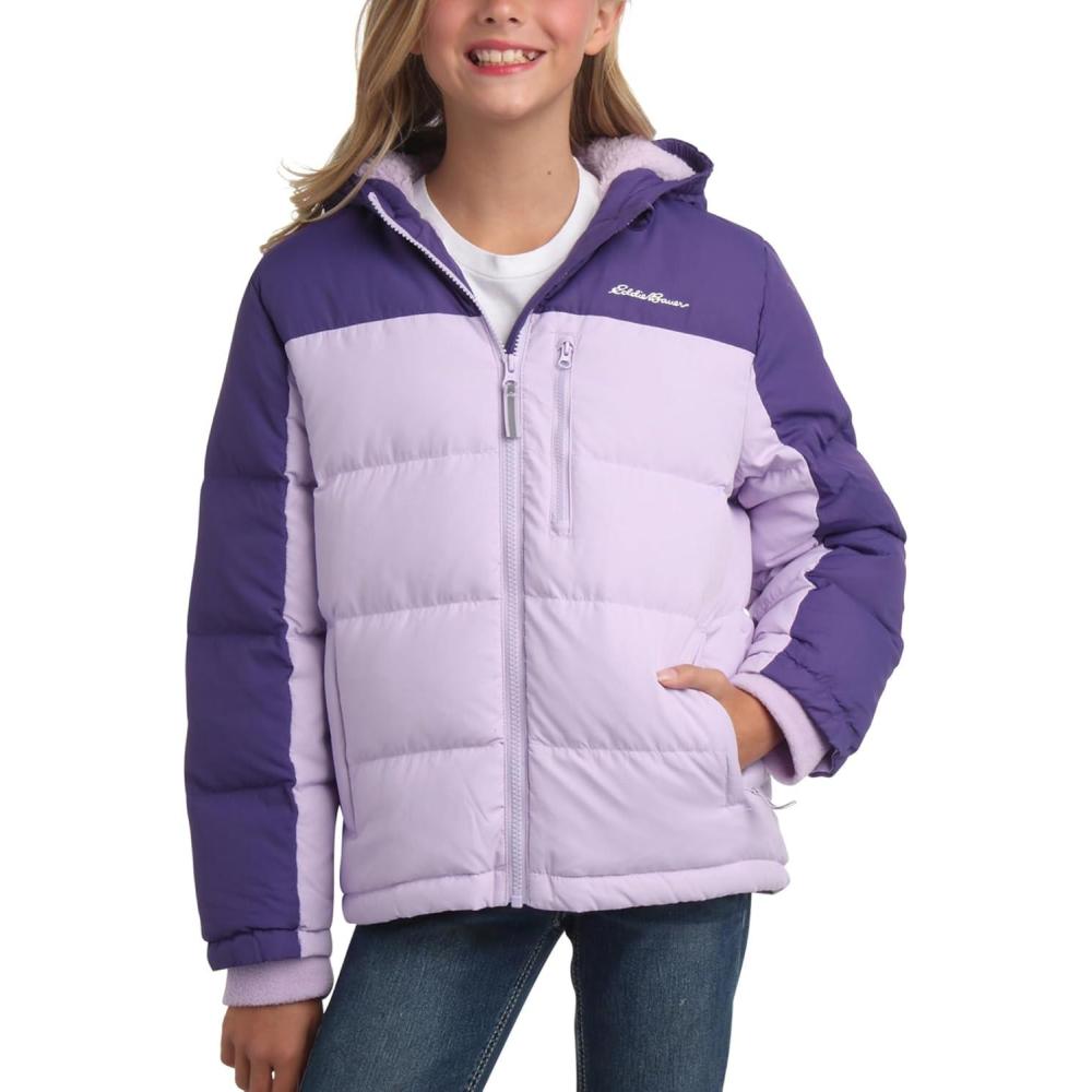 imageEddie Bauer Girls Winter Jacket Heavyweight Quilted Down Jacket Insulated Hooded Outerwear Coat for Girls 520Lilac