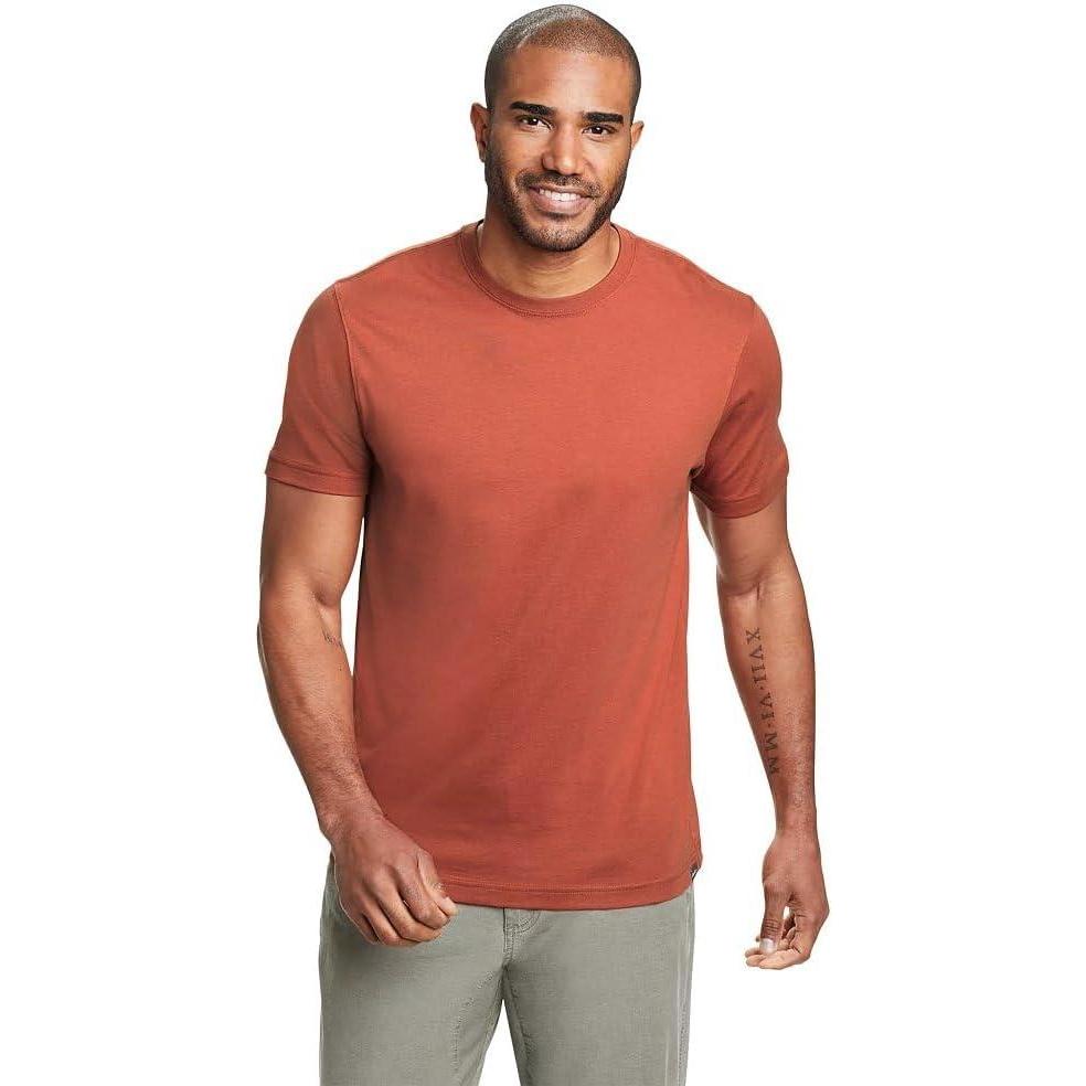 imageEddie Bauer Mens Legend Wash 100 Cotton ShortSleeve Classic TShirtRed Clay