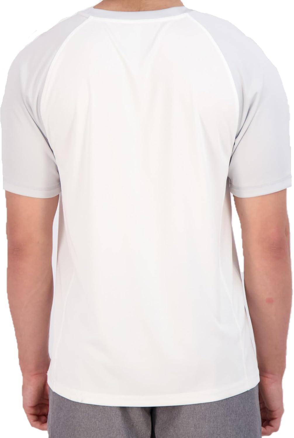 imageEddie Bauer Mens Short Sleeve Colorblock Rashguard Shirt  UPF 40 Sun Protection  Tailored for Outdoor PursuitsCement