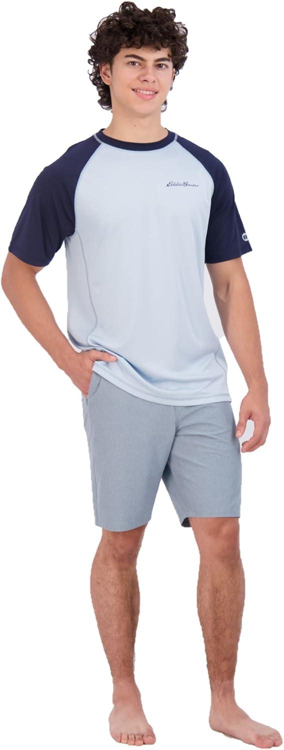imageEddie Bauer Mens Short Sleeve Colorblock Rashguard Shirt  UPF 40 Sun Protection  Tailored for Outdoor PursuitsSlate Blue