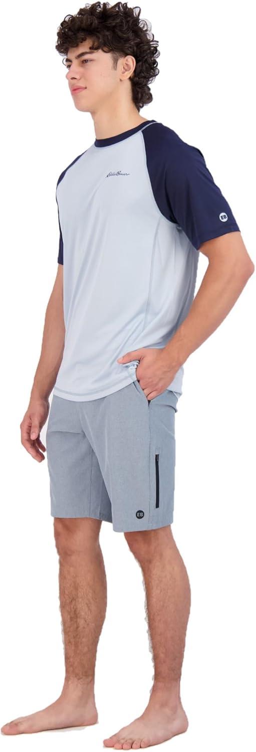 imageEddie Bauer Mens Short Sleeve Colorblock Rashguard Shirt  UPF 40 Sun Protection  Tailored for Outdoor PursuitsSlate Blue