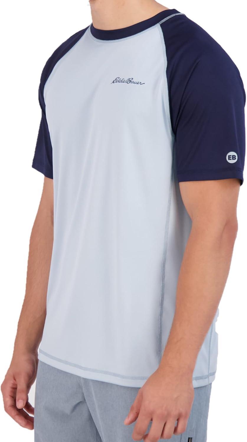 imageEddie Bauer Mens Short Sleeve Colorblock Rashguard Shirt  UPF 40 Sun Protection  Tailored for Outdoor PursuitsSlate Blue