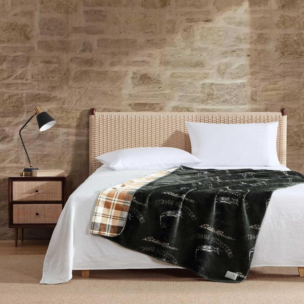 imageEddie Bauer  Blanket UltraSoft Reversible Throw Blanket for Couch or Bed Plush ampamp Oversized Bedding Geese Kettle Falls Plaid Green 60quot x 70quotFlying Fish Trailhead Plaid Green
