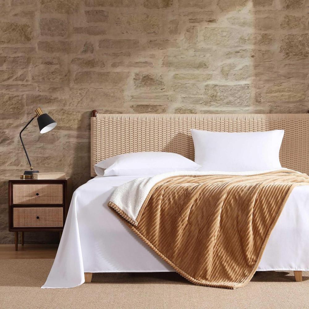 imageEddie Bauer  Heated Blanket UltraSoft Rib Plush Throw Blanket wSolid Sherpa Reverse Knitted Bedding for Couch or Bed w 4 Heat Settings ampamp Auto ShutOff Lookout Mountain Green 50quot x 70quotMountain Valley Brown